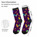Samgula Multicolor Rooster Crew Socks Purple Rural Berry Colorful Size 6-8 by Deal US