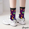Samgula Multicolor Rooster Crew Socks Purple Rural Berry Colorful Size 6-8 by Deal US
