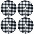 4 Pack Christmas Tree Skirt 15" Black White Buffalo Plaid Holiday Decor by Deal US