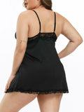 FlatterMe Plus Size Lace Babydoll Chemise V Neck Backless Halter Black Size 4XL by Deal US