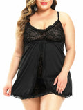 FlatterMe Plus Size Lace Babydoll Chemise V Neck Backless Halter Black Size 4XL by Deal US