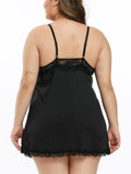 FlatterMe Plus Size Lace Babydoll Chemise V Neck Backless Halter Black Size 4XL by Deal US