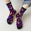 Samgula Multicolor Rooster Crew Socks Purple Rural Berry Colorful Size 6-8 by Deal US