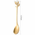 AnSaw 16-Pack Elegant Gold Leaf 4.7" Espresso Spoons Stainless Steel Mini by Deal US