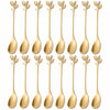 AnSaw 16-Pack Elegant Gold Leaf 4.7" Espresso Spoons Stainless Steel Mini