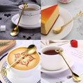 AnSaw 16-Pack Elegant Gold Leaf 4.7" Espresso Spoons Stainless Steel Mini by Deal US