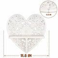 Multipurpose Floating Wall Shelf with Key Hooks Heart-Shaped 12" Vintage White by Deal US