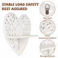 Multipurpose Floating Wall Shelf with Key Hooks Heart-Shaped 12" Vintage White by Deal US