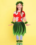 Toulite Halloween Girl Hawaiian Luau Costume Red Leaf T-Shirt Headband Anklet by Deal US