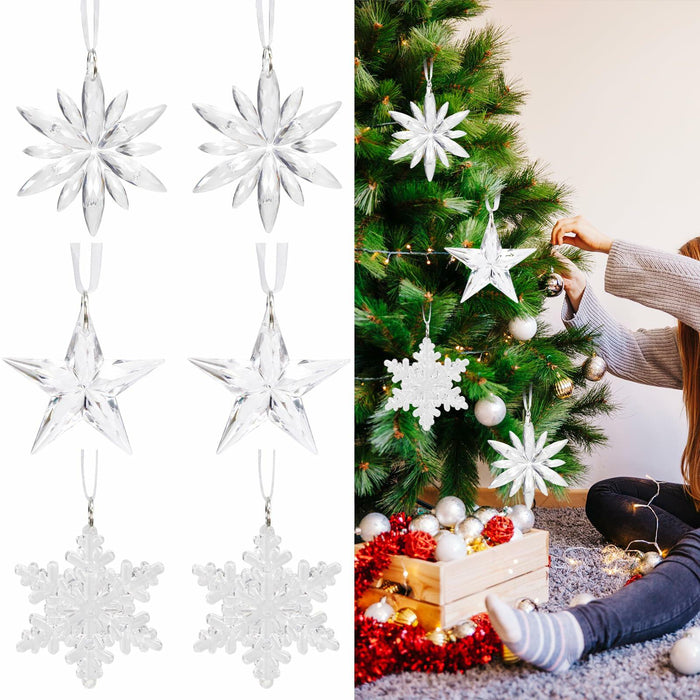 Ceoyiler 18 Pc 3D White Snowflake Christmas Tree Ornaments Hanging Decor by Deal US