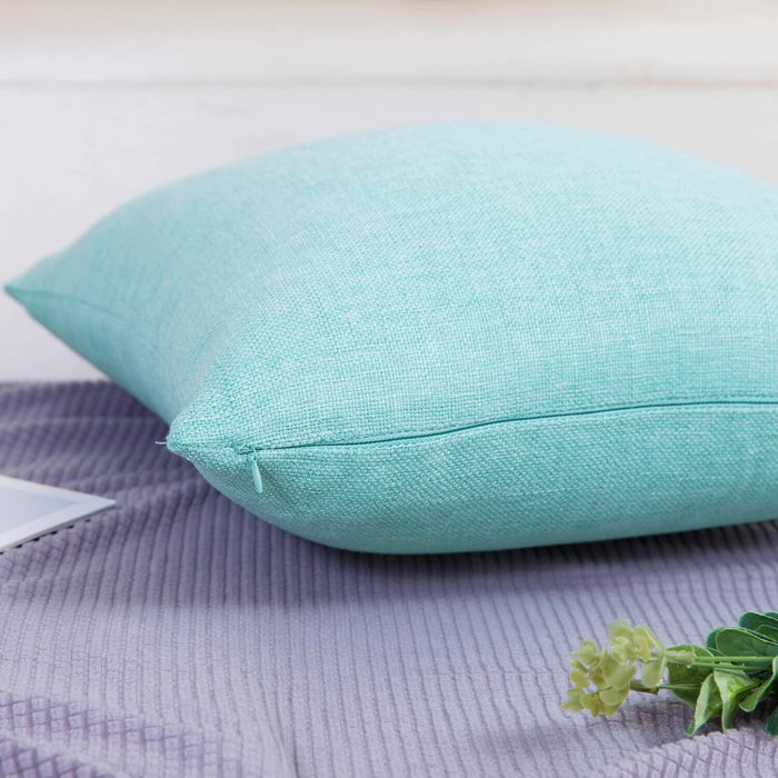 Jepeak Linen Throw Pillow Covers 16x24 Inch Pack of 2 Light Teal by Deal US