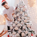 12 Pack White Glitter Christmas Ball Ornaments 2.36in Plastic Xmas Decor by Deal US