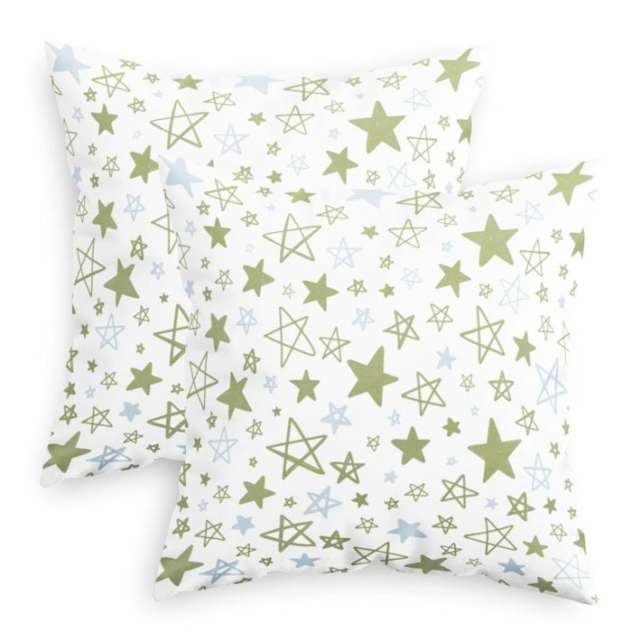 CaliTime Throw Pillow Covers Pack of 2 Cozy Fleece Stars 18x18in Sage Green by Deal US