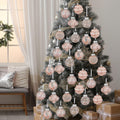12 Pack White Glitter Christmas Ball Ornaments 2.36in Plastic Xmas Decor by Deal US