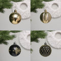 RoseCraft 60mm Hand-Printed Christmas Ball Ornaments Set 24PCS Black/Gold by Deal US