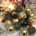 RoseCraft 60mm Hand-Printed Christmas Ball Ornaments Set 24PCS Black/Gold by Deal US