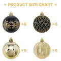 RoseCraft 60mm Hand-Printed Christmas Ball Ornaments Set 24PCS Black/Gold by Deal US