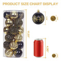 RoseCraft 60mm Hand-Printed Christmas Ball Ornaments Set 24PCS Black/Gold by Deal US
