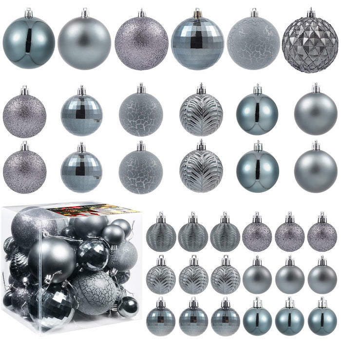 LANGXUN 36pcs Grey Christmas Tree Decorations Balls Shatterproof Ornaments by Deal US