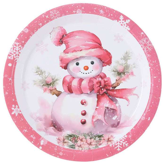 JASSEWRLY 40Pcs Christmas Snowman Disposable Paper Plates Holiday Party by Deal US