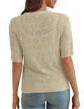 VOIANLIMO Women's Cropped V-Neck Button Down Cardigan Sweater Apricot Size S by Deal US