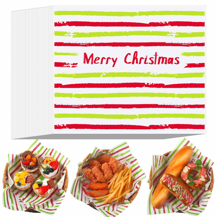 Tenceur 150 Pcs Christmas Wax Paper Sheets Red Green Striped Parchment by Deal US