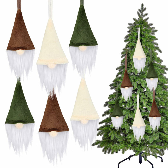 [Like New] Motionchic 12 Pack Christmas Neutral Boho Velvet Gnome Ornaments by Deal US