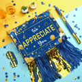 [Like New] Poen We Appreciate You Piñata with Stick Blindfold Blue Gold Confetti 16x12 Inch by Deal US