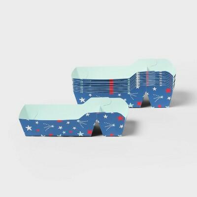 Sun Squad 10ct Divided Snack Tray Square Blue Red White Stars by Deal US
