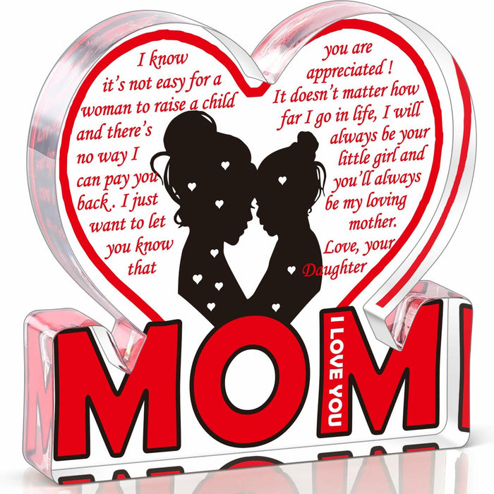 Love Mom Mother's Day Acrylic Plaque Desk Decoration Sign Gift by Deal US