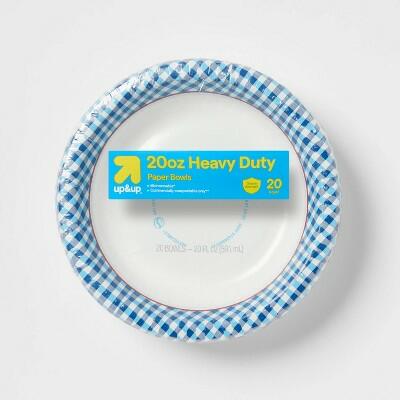 Up&up Disposable Bowl Blue Checkered 20oz 20ct by Deal US