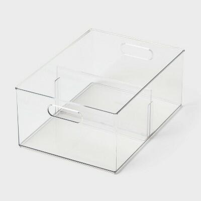 Brightroom All Purpose Clear Storage Bin Large with Adjustable Divider by Deal US