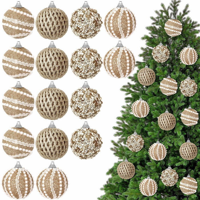 Civaner 16 Pcs Christmas Ball Ornaments Pearl Champagne Sequin Shatterproof by Deal US