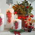 [Like New] Christmas Wreath Brown Candle Rings Bow Eucalyptus Garland Candle Holder by Deal US