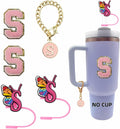 IN CHENTHY Silicone Straw Covers 2pcs Topper + Charm Chain + Stickers S by Deal US