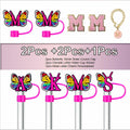IN CHENTHY Silicone Straw Covers 2pcs Topper + Charm Chain + Stickers S by Deal US