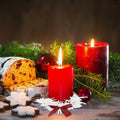 [Like New] Christmas Wreath Brown Candle Rings Bow Eucalyptus Garland Candle Holder by Deal US