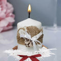 [Like New] Christmas Wreath Brown Candle Rings Bow Eucalyptus Garland Candle Holder by Deal US