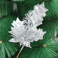 Giga Gud 5pcs 9in Christmas Glitter Berries Stems Silver Holiday Decor by Deal US