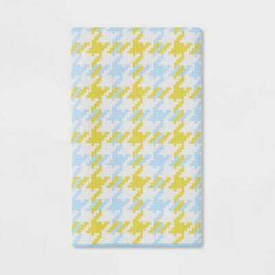 Room Essentials Waffle Houndstooth Hand Towel Green/Blue Pack of 12 by Deal US