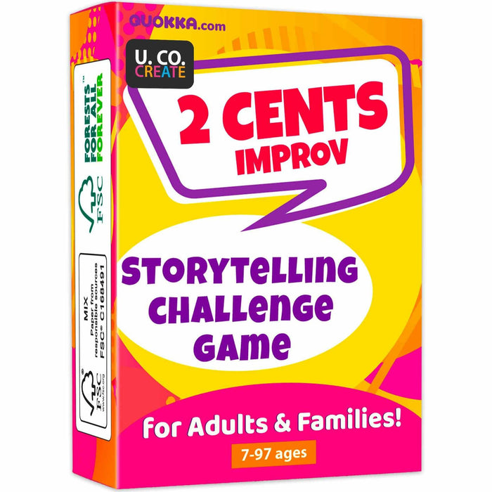 QUOKKA 2 Cents Game Night Story Card Improv Game 60 Cards 3-8 Players by Deal US