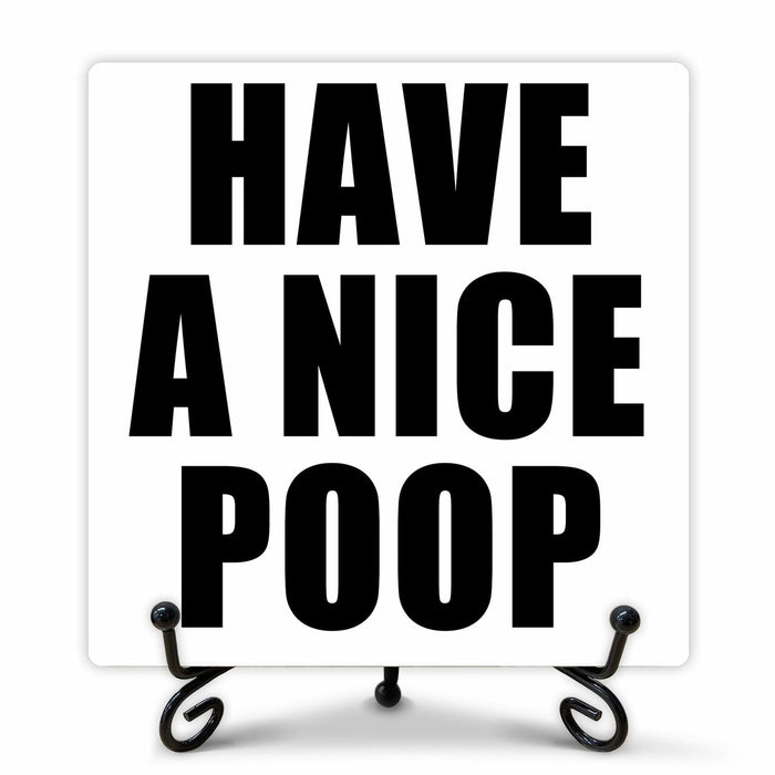 Qoamp Rustic Wooden Sign Have A Nice Poop 5x5 Inches White Tabletop Decor by Deal US