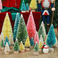 DomeStar 45PCS Mini Christmas Sisal Trees Colorful Frosted with Wood Base by Deal US