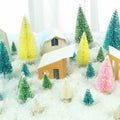 DomeStar 45PCS Mini Christmas Sisal Trees Colorful Frosted with Wood Base by Deal US