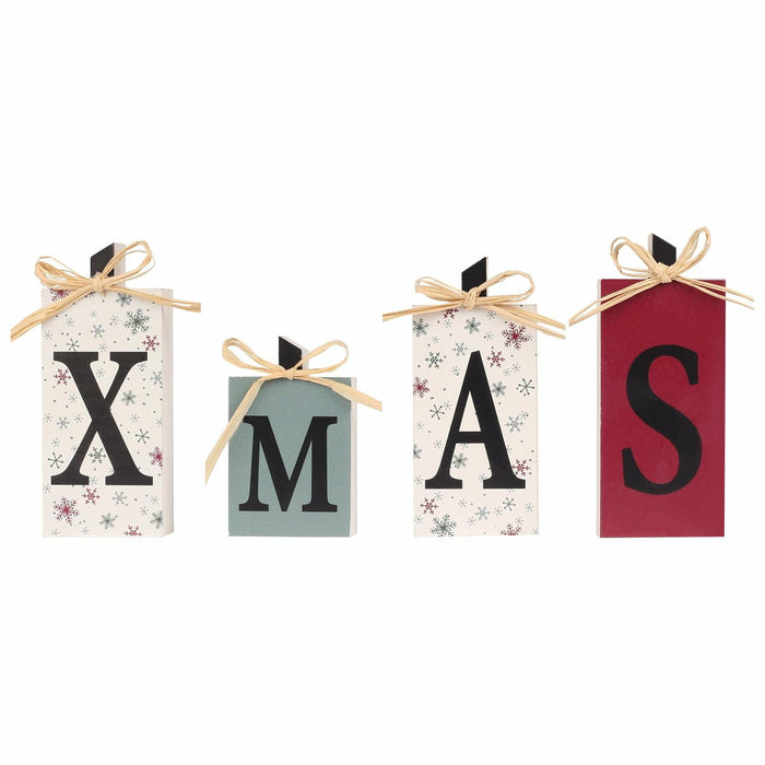 SY Super Bang Rustic Wooden Xmas Sign Decorations 4PCS Farmhouse Holiday by Deal US