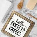 Farmhouse Rustic Wooden Bathroom Sign 'Hello Sweet Cheeks' Plaque Decor by Deal US