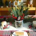 Winlyn Christmas Floral Arrangement Pinecone Red Berry Galvanized Pot 12.4" by Deal US