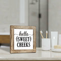 Farmhouse Rustic Wooden Bathroom Sign 'Hello Sweet Cheeks' Plaque Decor by Deal US