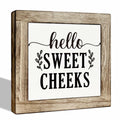Farmhouse Rustic Wooden Bathroom Sign 'Hello Sweet Cheeks' Plaque Decor by Deal US