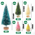 DomeStar 45PCS Mini Christmas Sisal Trees Colorful Frosted with Wood Base by Deal US